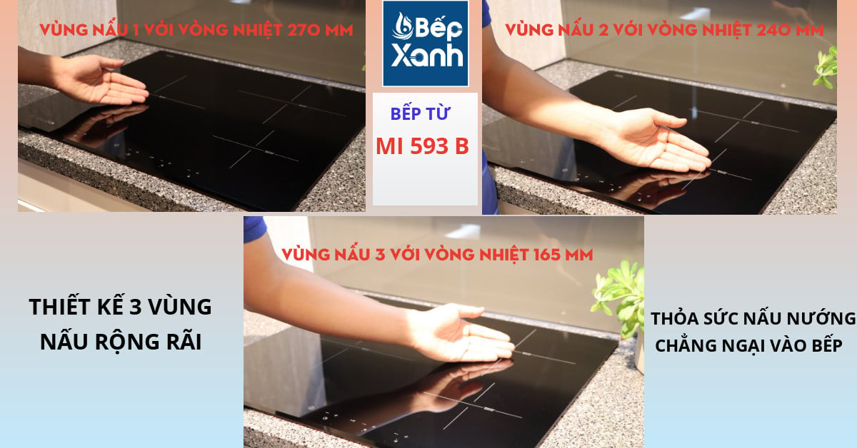 Bếp từ 3 vùng nấu Malloca MI 593B / Nhập khẩu Tây Ban Nha, kính Schott Ceran – ảnh 7