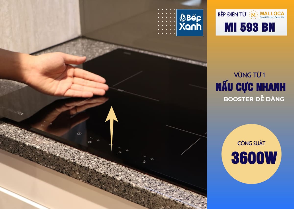 Bếp từ 3 vùng nấu Malloca MI 593 BN / Nhập khẩu Tây Ban Nha, kính Schott Ceran – ảnh 6