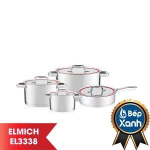  BỘ NỒI CHẢO INOX 304 ELMICH PRAHA EL3338, NỒI 18CM, 22CM, 26CM, CHẢO 26CM 
