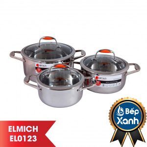 BỘ NỒI ELMICH INOX 304 MATADOR 3 CHIẾC CỠ 18CM, 20CM, 24CM EL0123