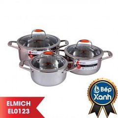 BỘ NỒI ELMICH INOX 304 MATADOR 3 CHIẾC CỠ 18CM, 20CM, 24CM EL0123