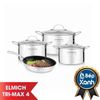  BỘ NỒI CHẢO INOX CAO CẤP 3 LỚP ĐÁY LIỀN TRI-MAX 4 CHIẾC SIZE 18CM, 20CM, 26CM VÀ CHẢO 26CM 