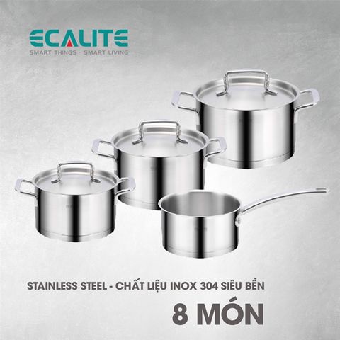 Bộ nồi Inox cao cấp 8 món Ecalite EKW-SA6057