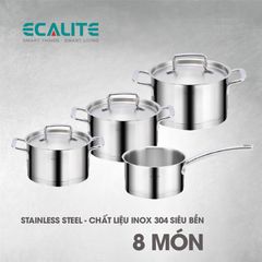 Bộ nồi Inox cao cấp 8 món Ecalite EKW-SA6057