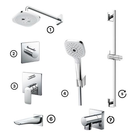 Bộ Sen Gắn Tường ToTo Loại Vuông - Massage TBW02004A