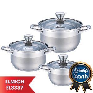  BỘ NỒI INOX SMARTCOOK 3 CHIẾC CỠ 16CM, 20CM, 24CM EL3337 