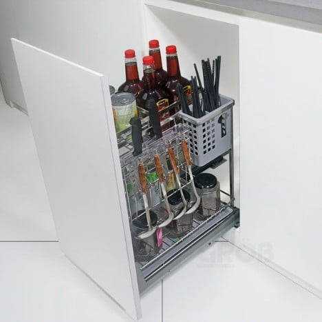 Kệ Đựng Dao Thớt Inox SUS304 Nan Dẹt Âm Tủ 200 Grob GC304-20AT