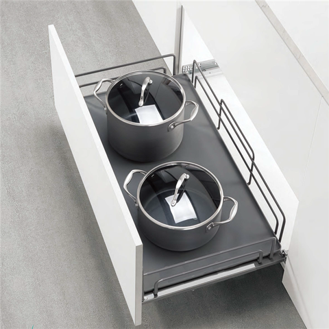 Kệ xoong nồi tủ dưới, nan Oval Grey N-Series Ecalite EKA-N9001B