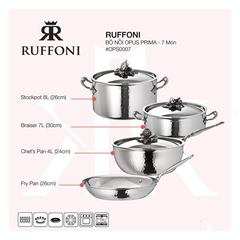 Ruffoni - Bộ Nồi Opus Prima - 7 Món (4L, 7L, 8L, 26cm)