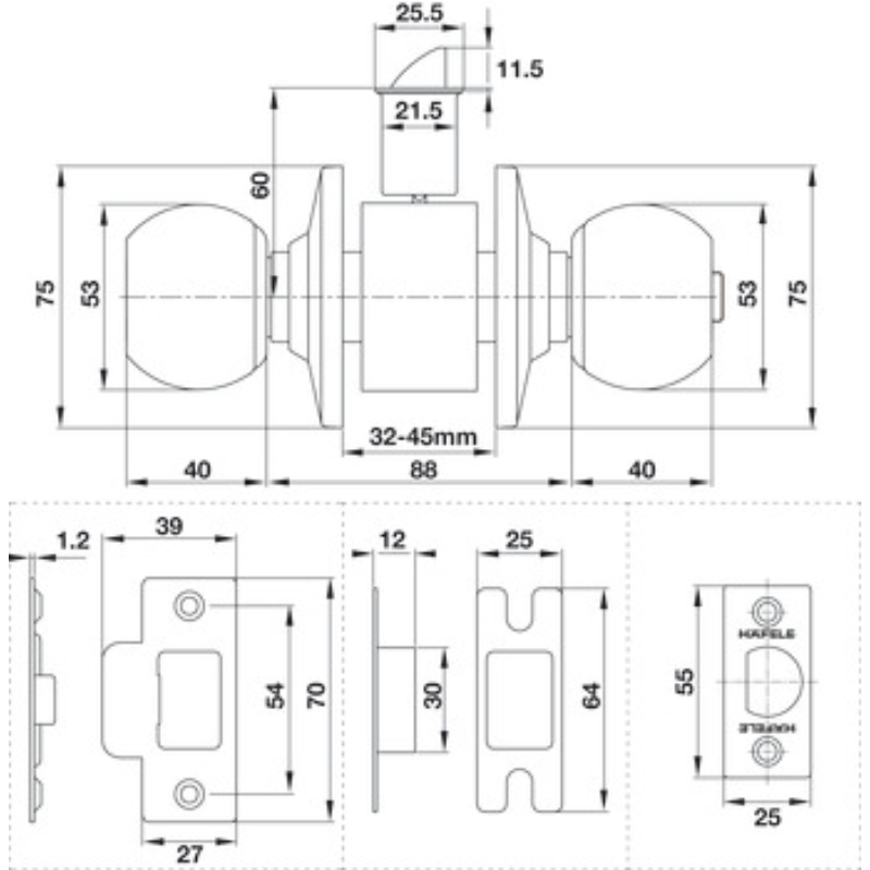 Bộ 4 Khoá Tròn Hafele 489.93.253 – ảnh 3