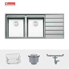 Chậu Rửa Chén 2 Hộc 1 Cánh (Trái Hoặc Phải) Premium Konox KS11650 2B ảnh 7