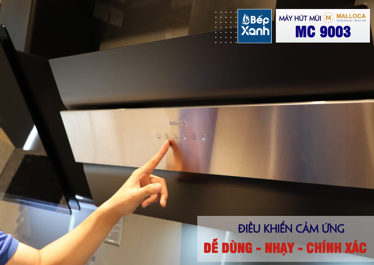 Máy hút mùi áp tường Malloca MC 9003 - MC 9003 so với các mẫu 90cm kính đen Máy hút mùi áp tường Malloca MC 9003 - MC 9003 so với các mẫu 90cm kính đen