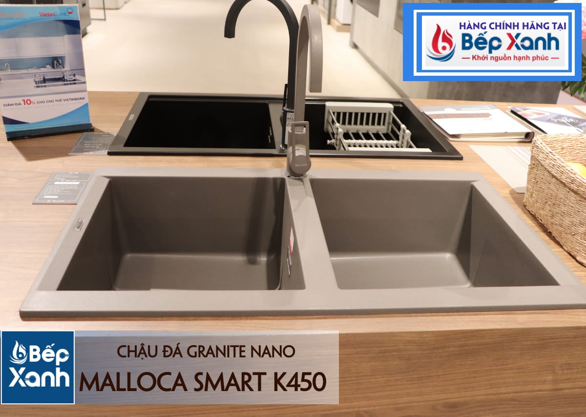 Chậu đá Malloca SMART K450 / Màu xám / Phủ nano kháng khuẩn - Chất liệu granite phủ Nano của chậu đá Malloca Smart K-450 Chậu đá Malloca SMART K450 / Màu xám / Phủ nano kháng khuẩn - Chất liệu granite phủ Nano của chậu đá Malloca Smart K-450