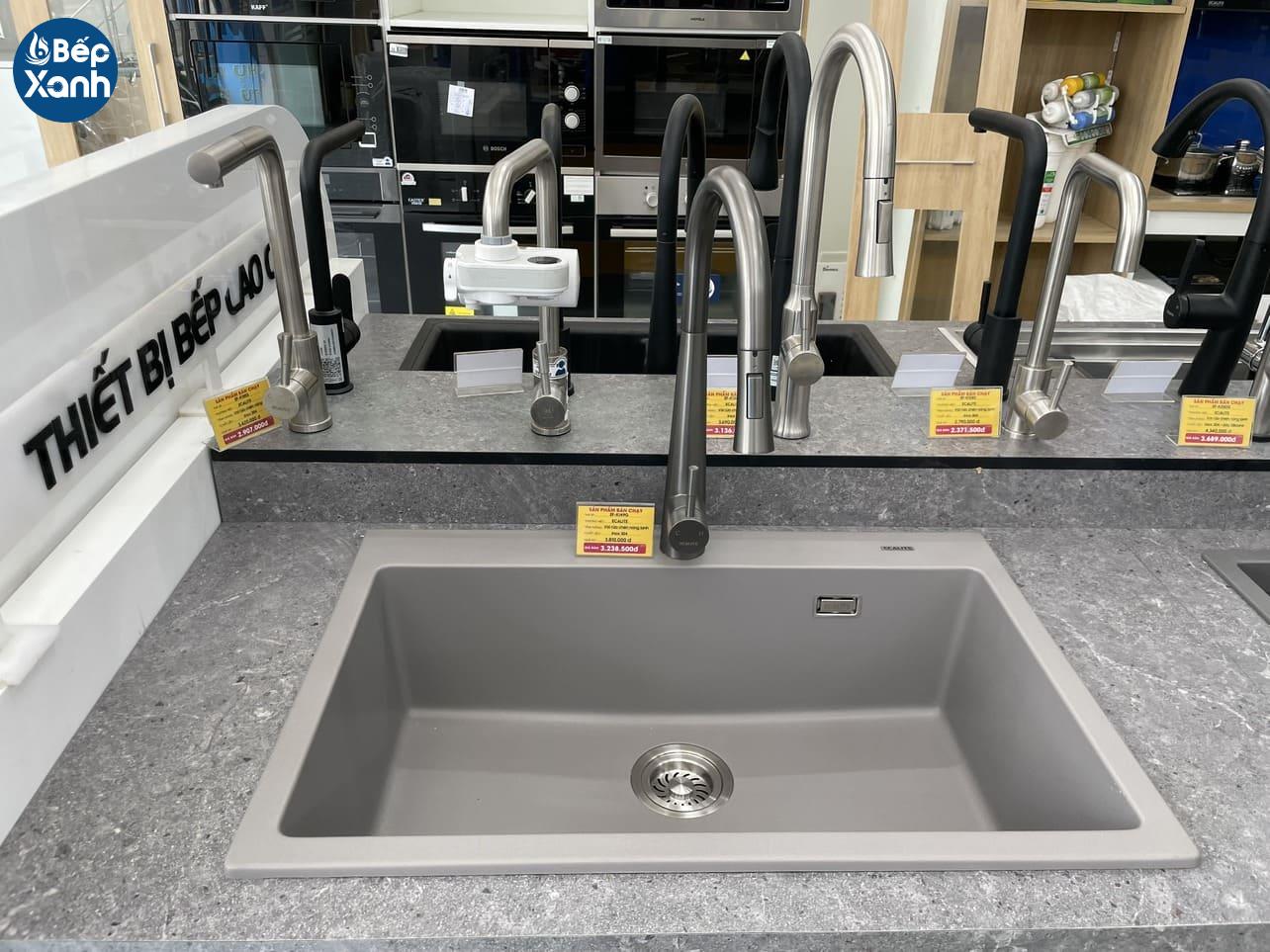 Chậu rửa chén đá Granite 1 hộc lớn 1A-Series Ecalite EGS-6001.27545LG – ảnh 3