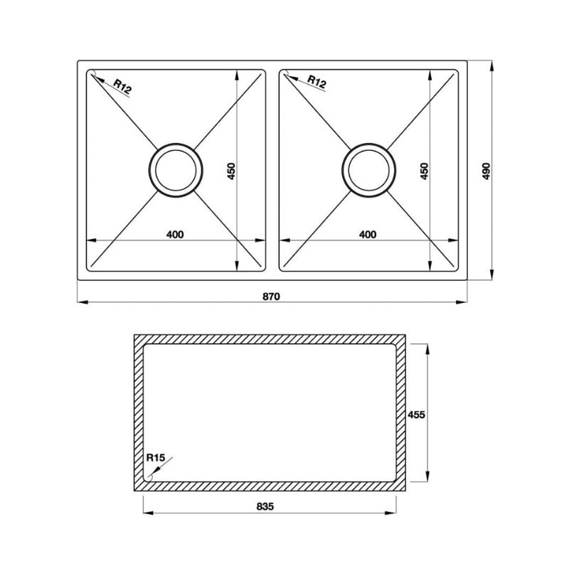 Chậu inox Hafele HS19-SSN2S90M / 2 Hộc bằng nhau, Mã số 567.23.050 - Tổng quan về chậu inox HS19-SSN2S90M 2 hộc bằng nhau Hafele 567.23.050