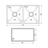 Chậu inox Hafele HS19-SSN2S90M / 2 Hộc bằng nhau, Mã số  567.23.050