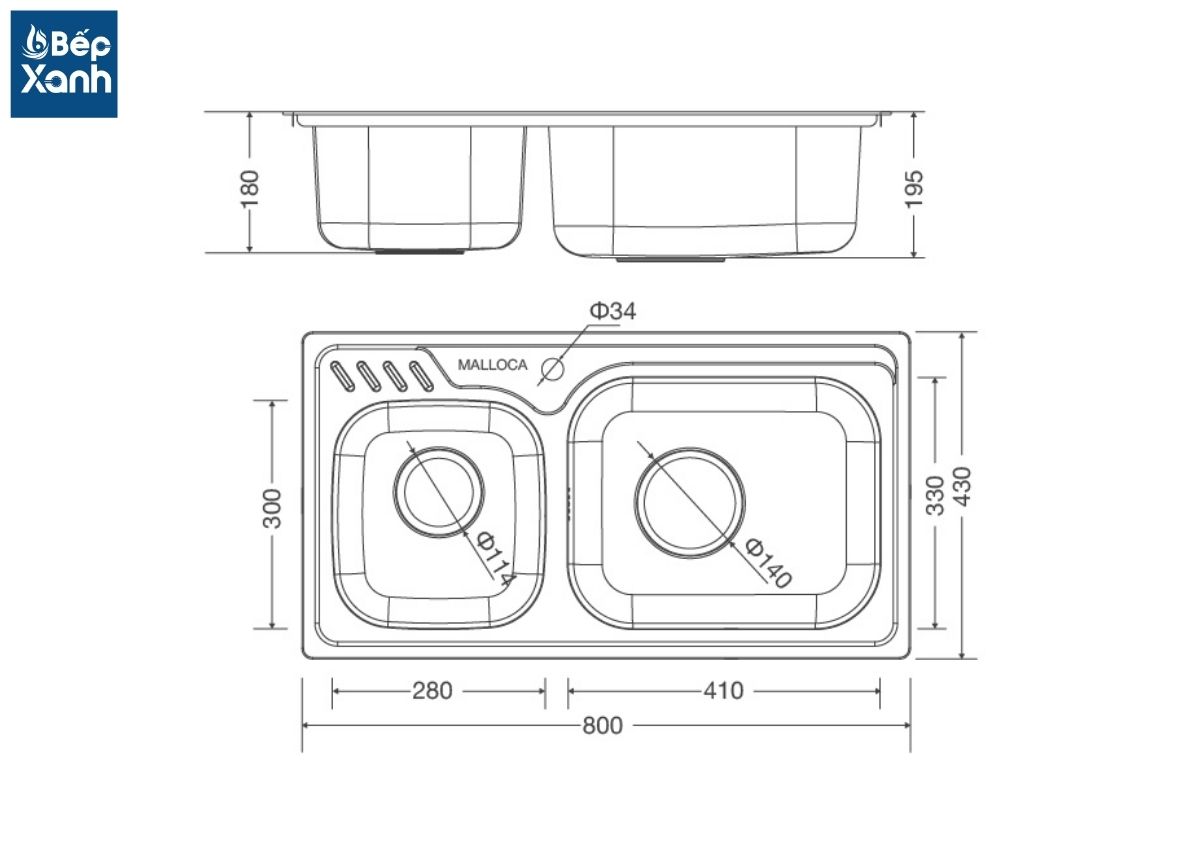Chậu rửa chén Inox Malloca MS 1003 New – ảnh 8