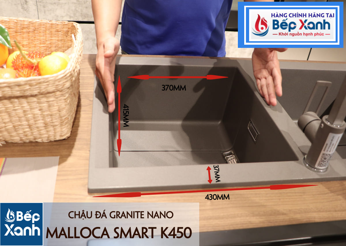 Chậu đá Malloca SMART K450 / Màu xám / Phủ nano kháng khuẩn – ảnh 8