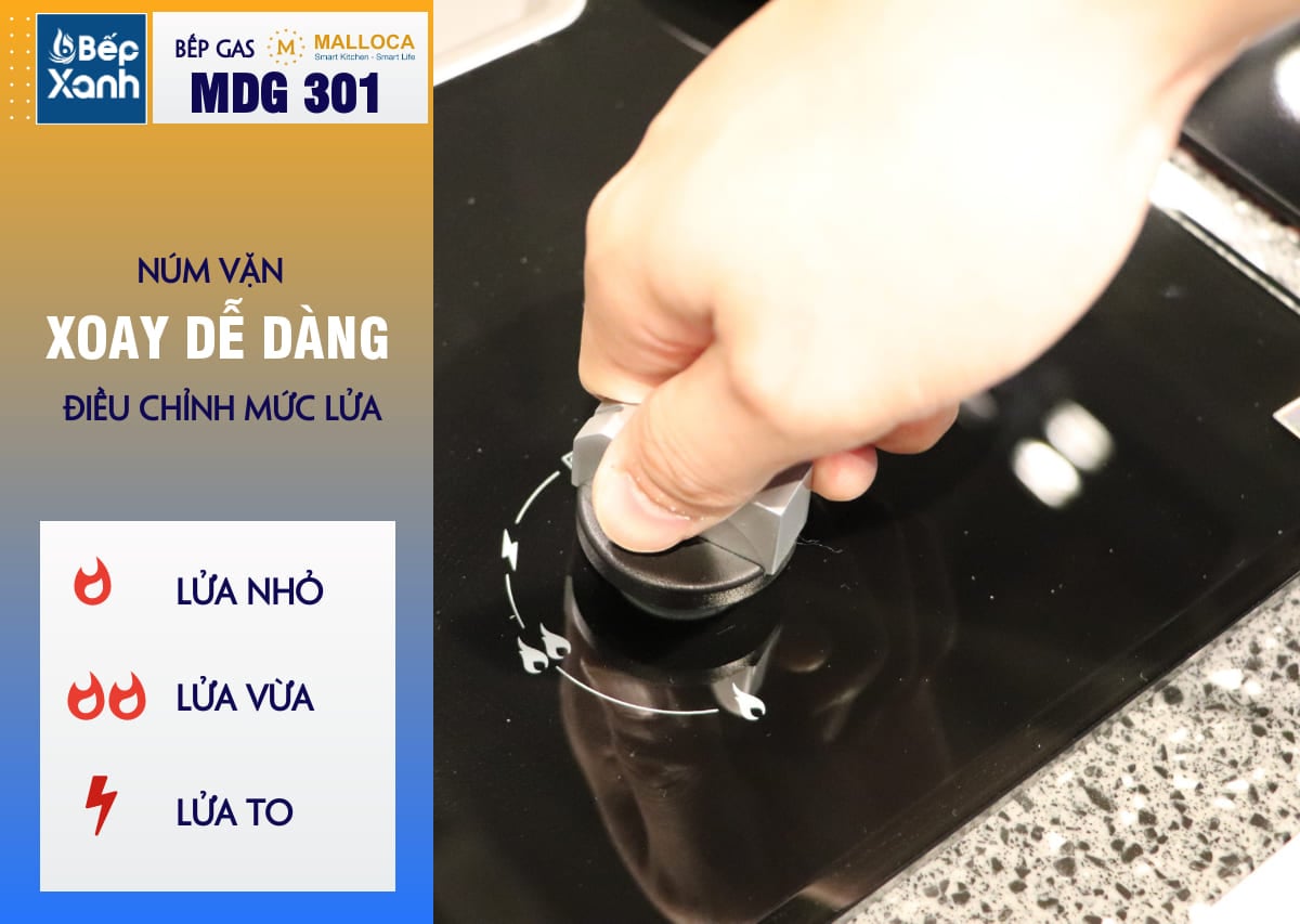 Bếp kính âm Malloca 1 gas dạng domino MDG 301 – ảnh 6