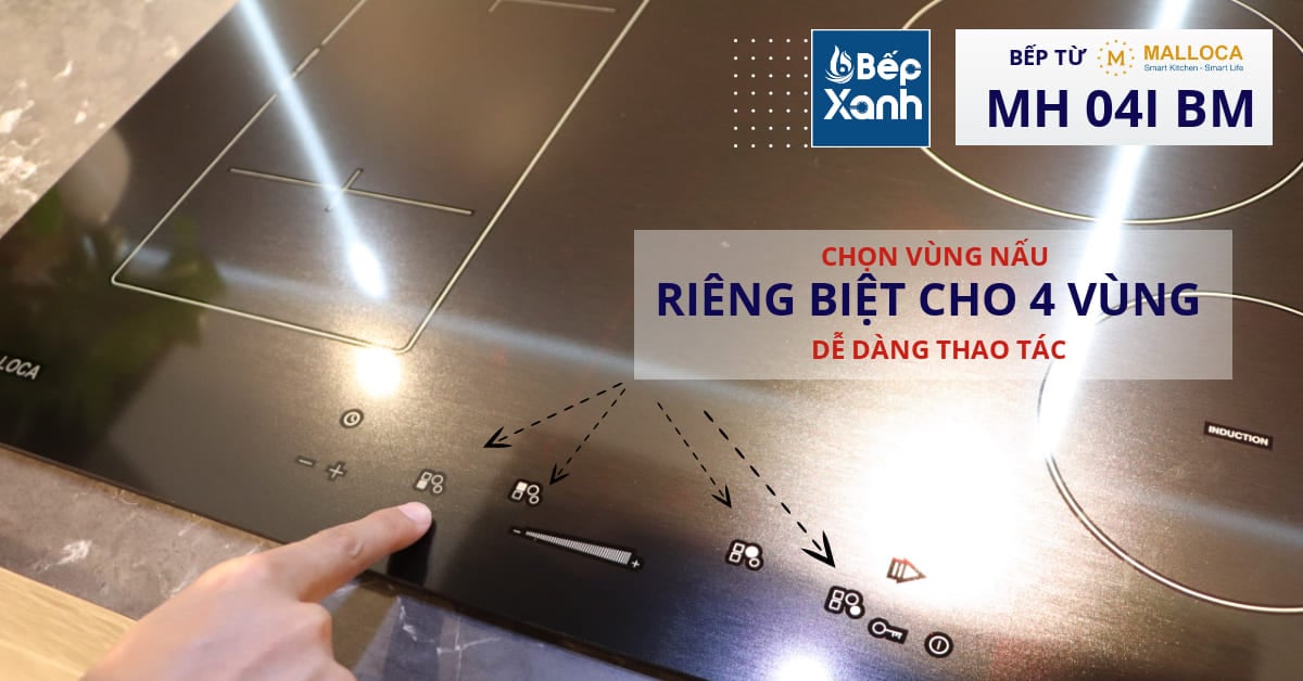 Bếp từ 4 vùng nấu Malloca MH 04I BM / Kính Eurokera, dạng xước Metalic kiểu mới - Lắp đặt bếp từ Malloca MH 04I BM