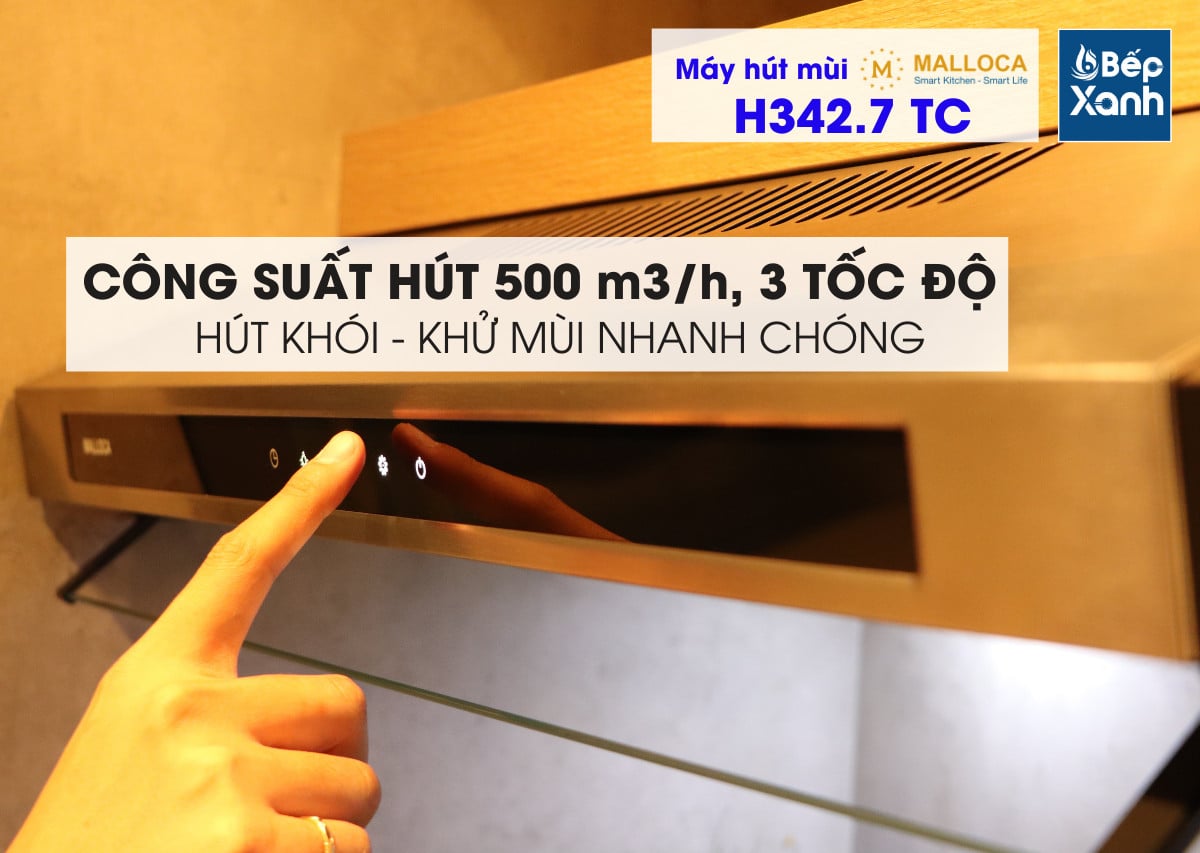 Máy hút mùi Cổ điển 70cm Malloca H342.7 TC (Inox, kính đen) – ảnh 5