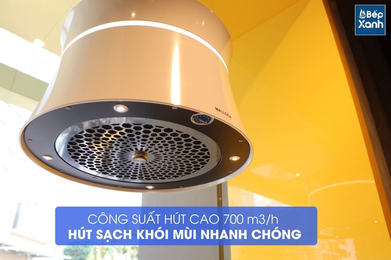 Máy hút mùi đảo Malloca Sophie K-500W - Giữ màu trắng luôn sạch đẹp Máy hút mùi đảo Malloca Sophie K-500W - Giữ màu trắng luôn sạch đẹp