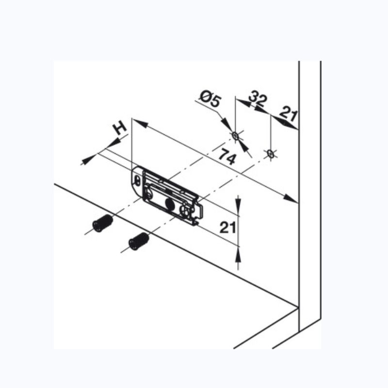 Đế bản lề chữ L Hafele 334.90.020 – ảnh 2