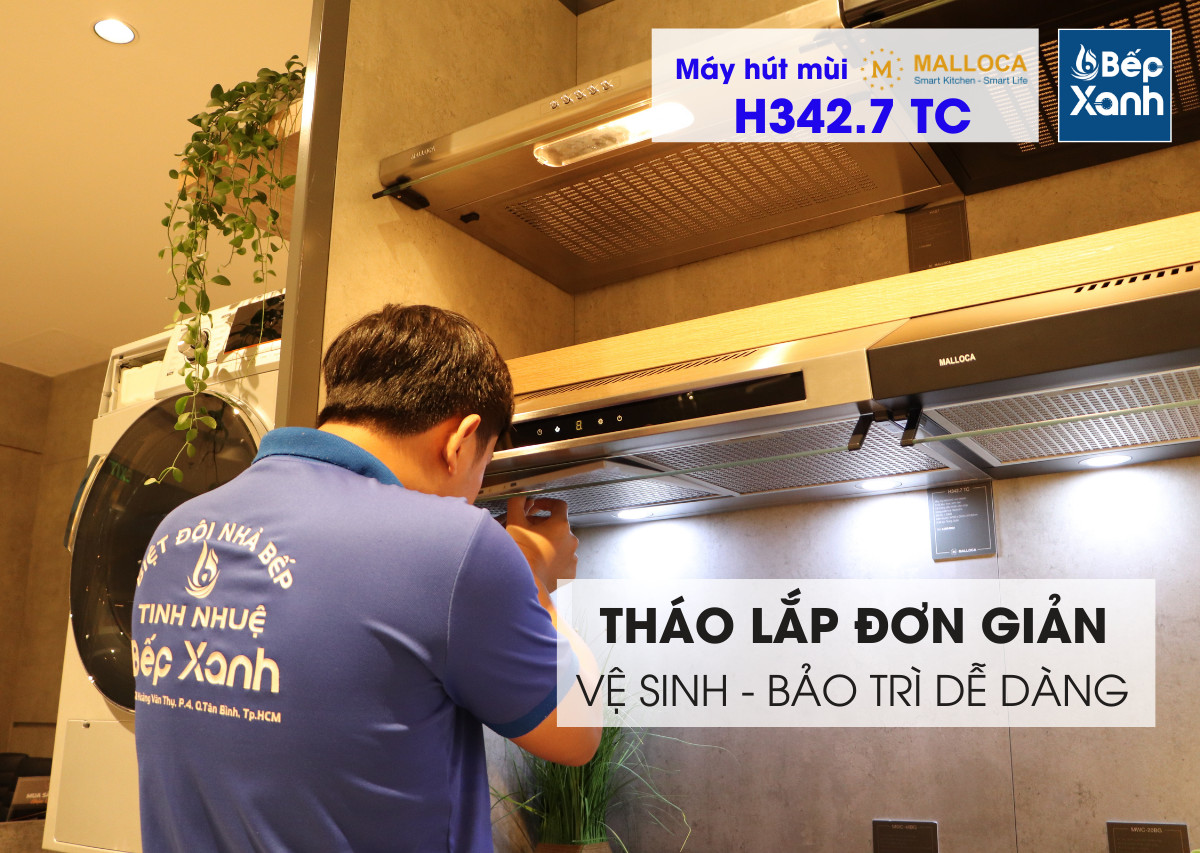 Máy hút mùi Cổ điển 70cm Malloca H342.7 TC (Inox, kính đen) – ảnh 7