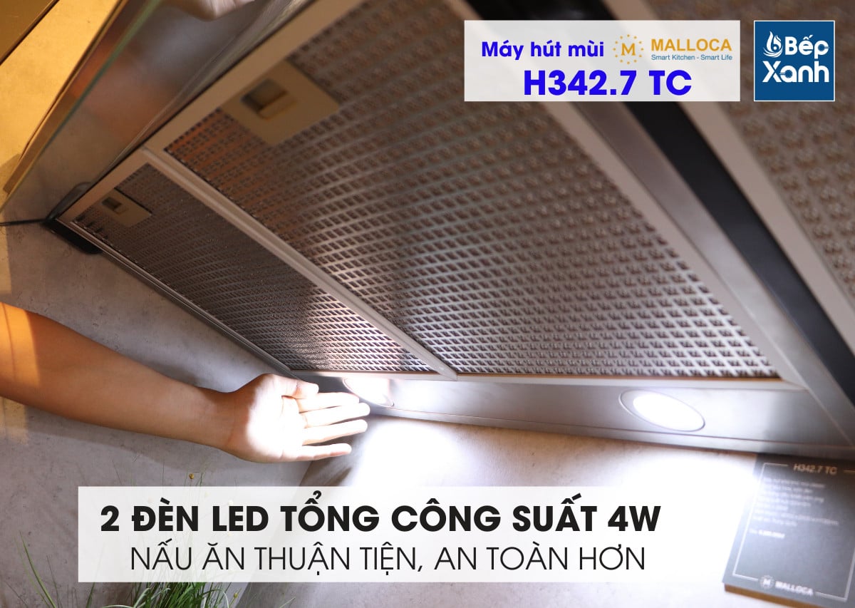 Máy hút mùi Cổ điển 70cm Malloca H342.7 TC (Inox, kính đen) – ảnh 6