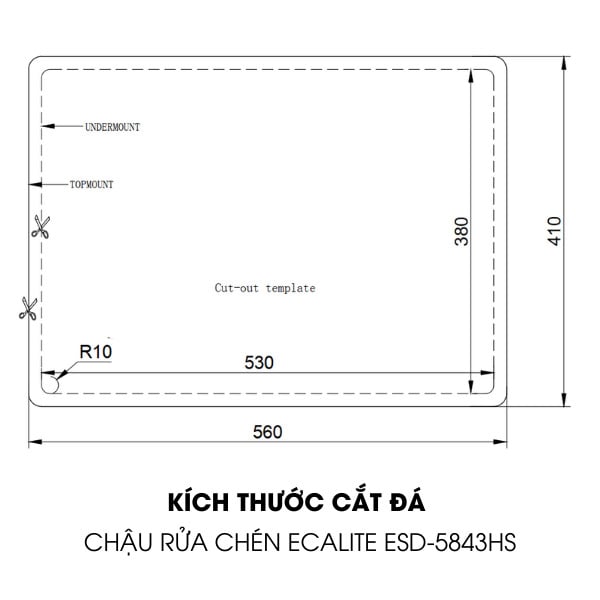 Chậu rửa chén Vision Manual Sink Ecalite ESD-5843HS – ảnh 2