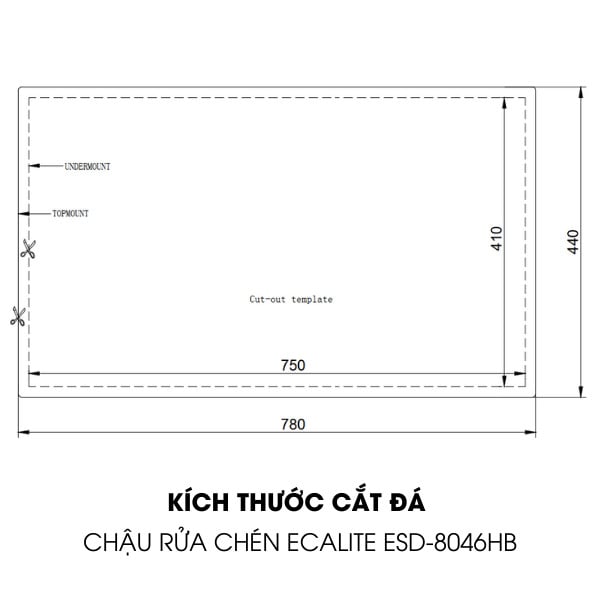 Chậu rửa chén Vision Manual Sink Ecalite ESD-8046HB – ảnh 2