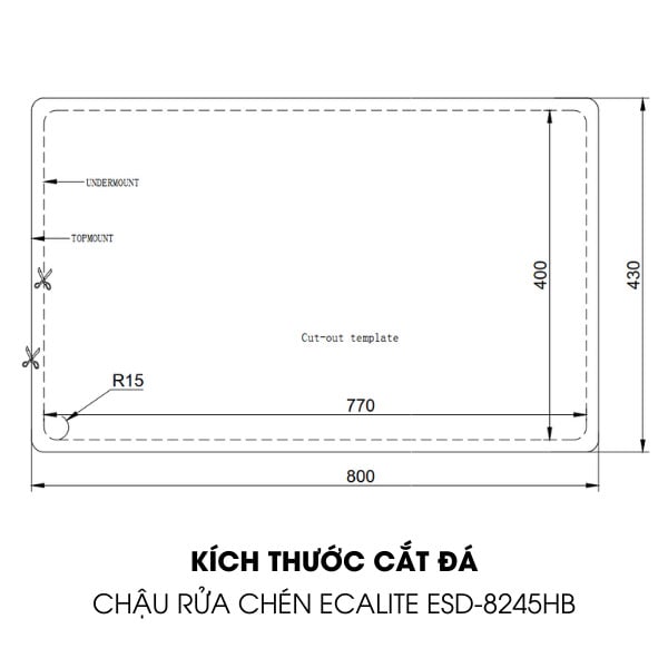 Chậu rửa chén Vision Manual Sink Ecalite ESD-8245HB – ảnh 3