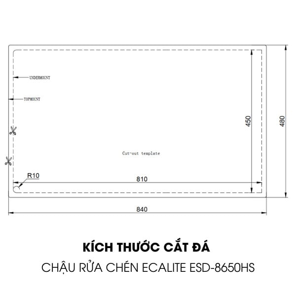 Chậu rửa chén 1 hộc lớn Vision Manual Sink Ecalite ESD-8650HS – ảnh 2
