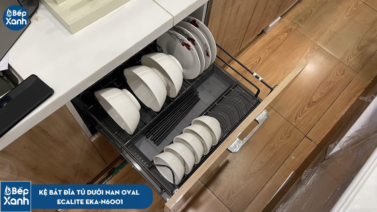 Kệ bát đĩa đa năng tủ dưới, nan Oval Grey N-Series Ecalite EKA-N6001 – ảnh 4