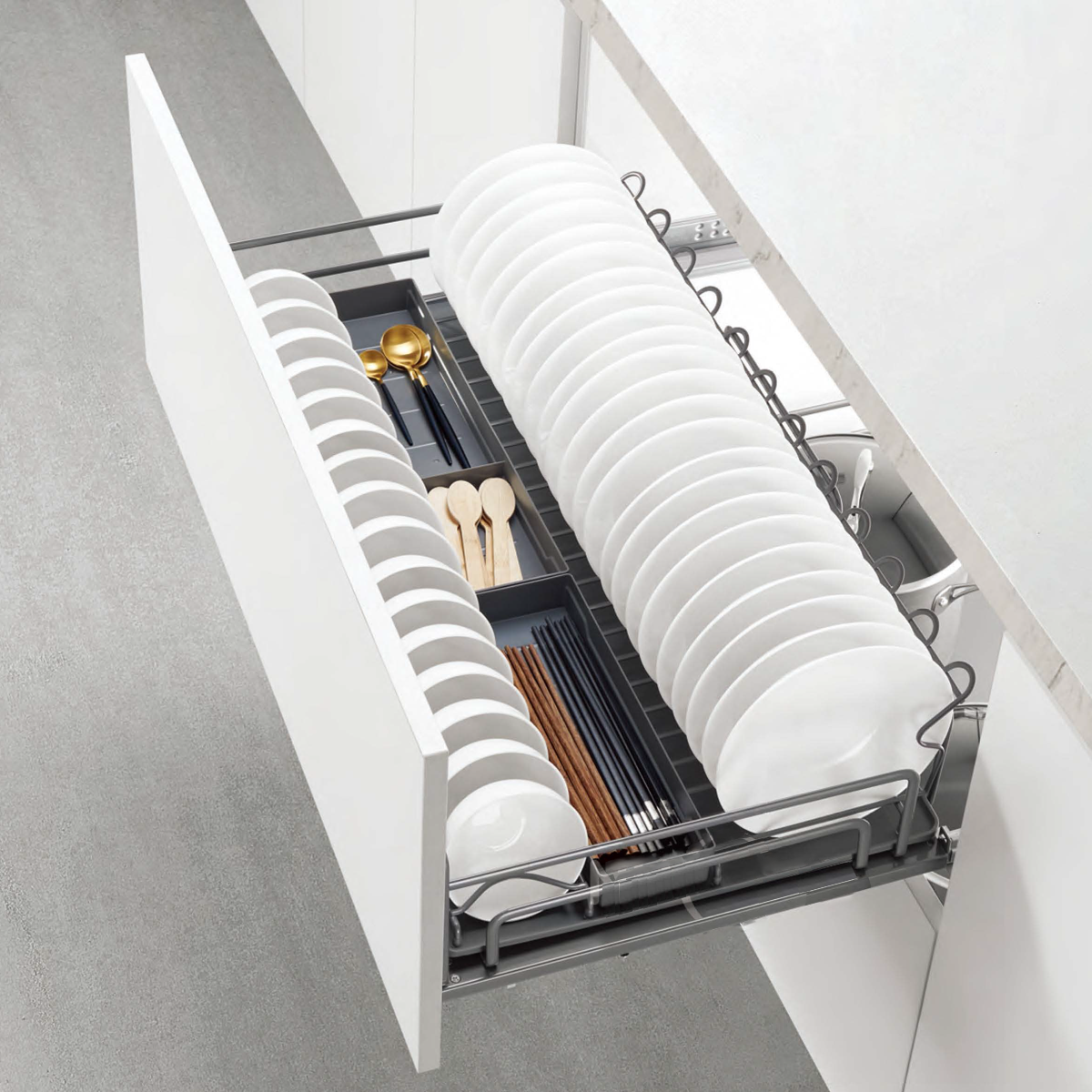 Kệ bát đĩa đa năng tủ dưới, nan Oval Grey N-Series Ecalite EKA-N8001 – ảnh 2