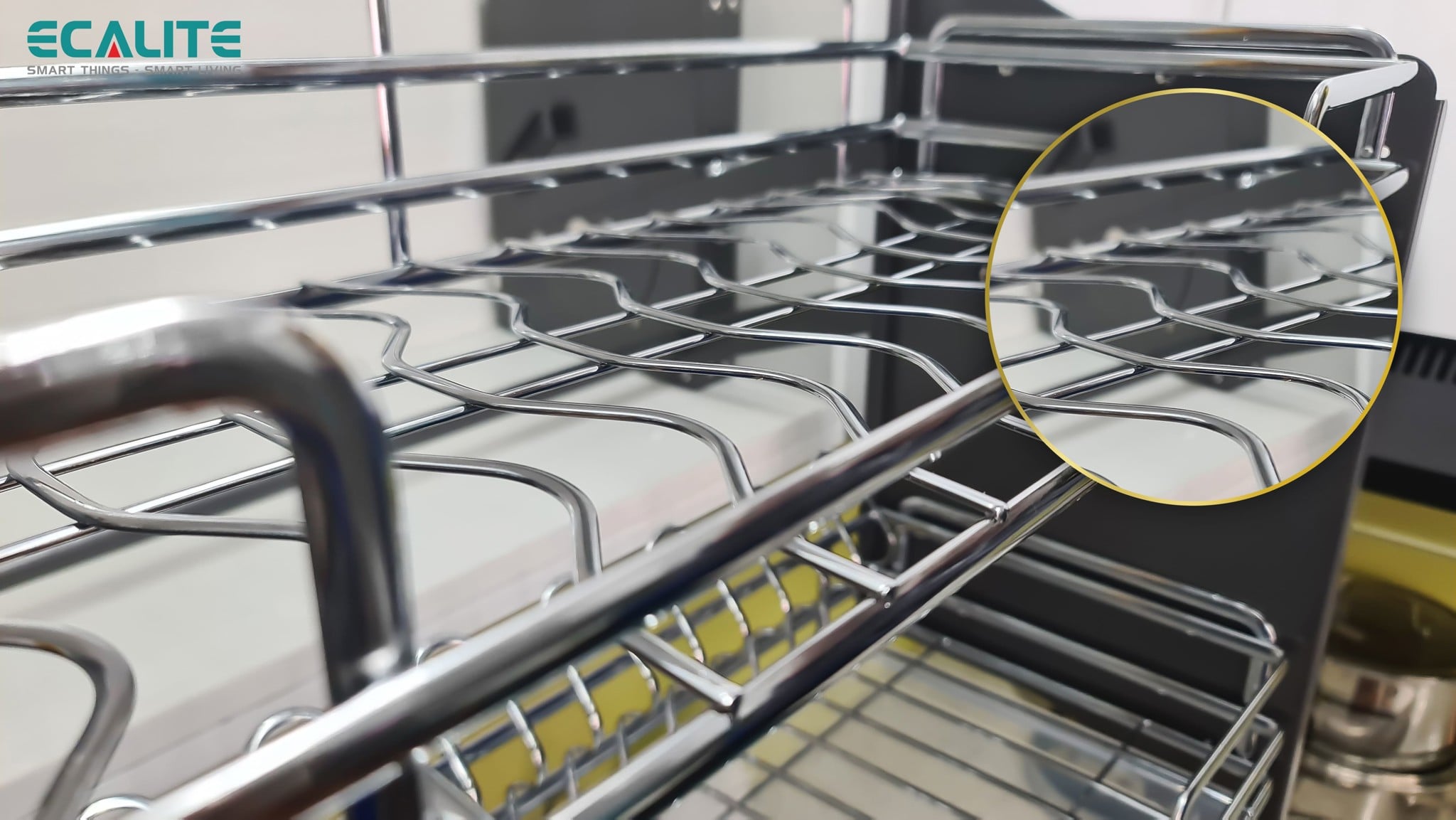 Kệ chén di động tủ trên nan Oval C-Series Lift-Basket Ecalite EL-BL8000CH – ảnh 6