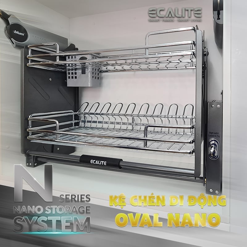 Kệ chén di động tủ trên nan Oval C-Series Lift-Basket Ecalite EL-BL8000CH – ảnh 2