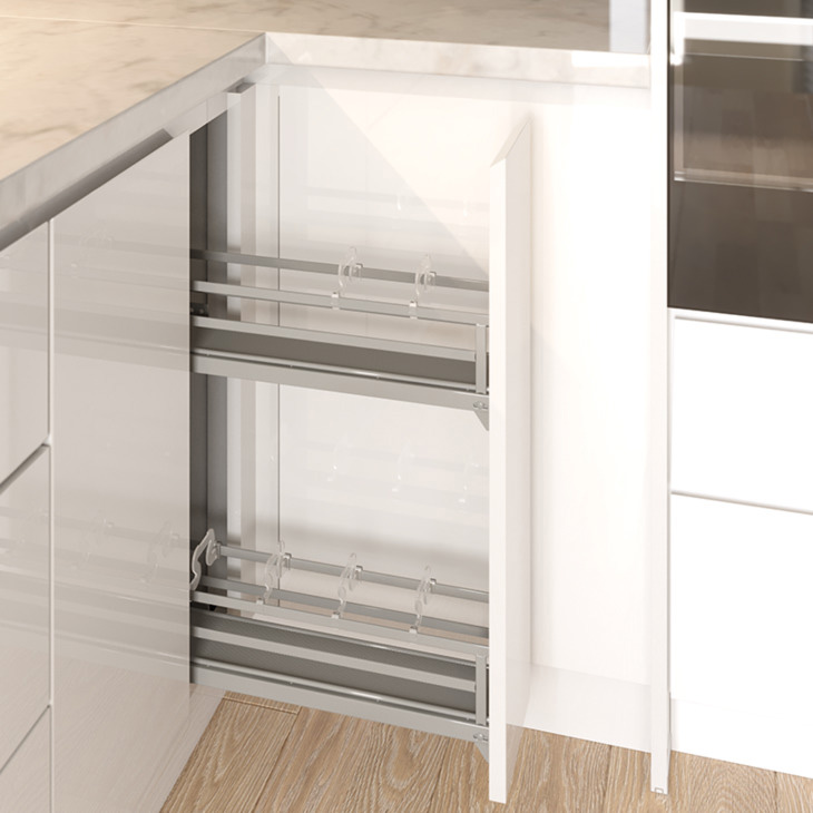 Kệ đựng gia vị Hafele Omero phải 150mm 549.20.840 - Vì sao phụ kiện lưu trữ quan trọng với tủ?