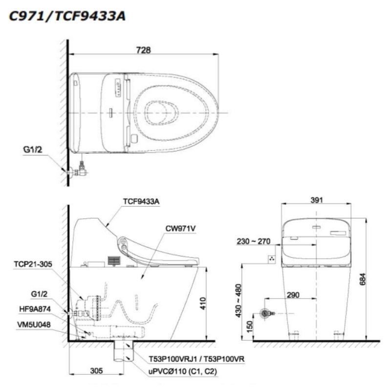 Bàn Cầu Điện Tử ToTo C971/TCF9433A – ảnh 2