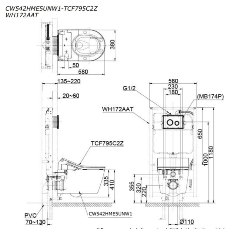 Bàn Cầu Treo Tường ToTo CW542HME5UNW1/TCF795C2Z/WH172AAT – ảnh 2