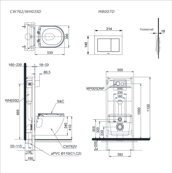 Bàn Cầu Treo Tường ToTo CW762#XW/TC384CVK#W – ảnh 2