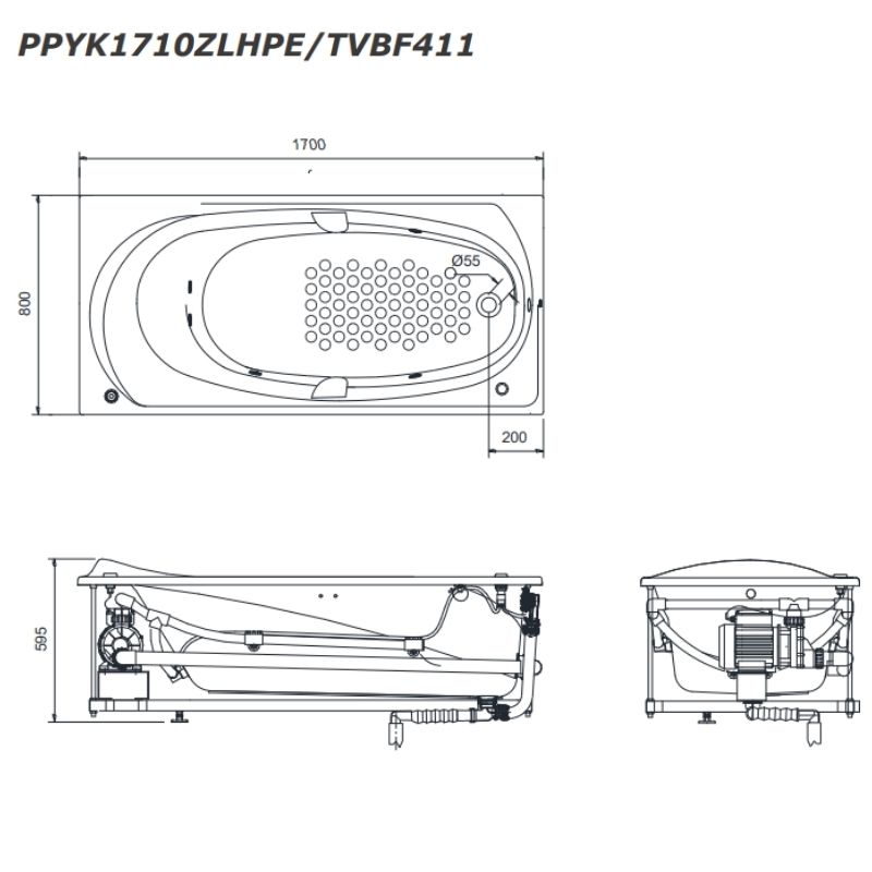 Bồn Tắm Ngọc Trai ToTo PPYK1710ZLHPE#P/DB501R-2B – ảnh 2