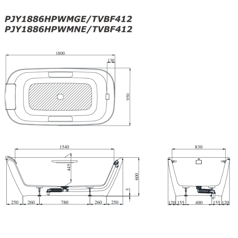 Bồn Tắm GALALATO Cao Cấp TOTO PJY1886HPWMNE – ảnh 2