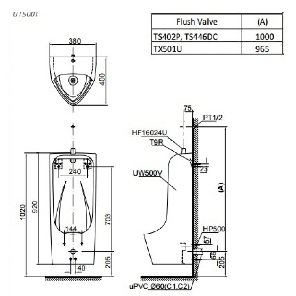 Bồn Tiểu Nam Treo Tường ToTo UT500T – ảnh 2