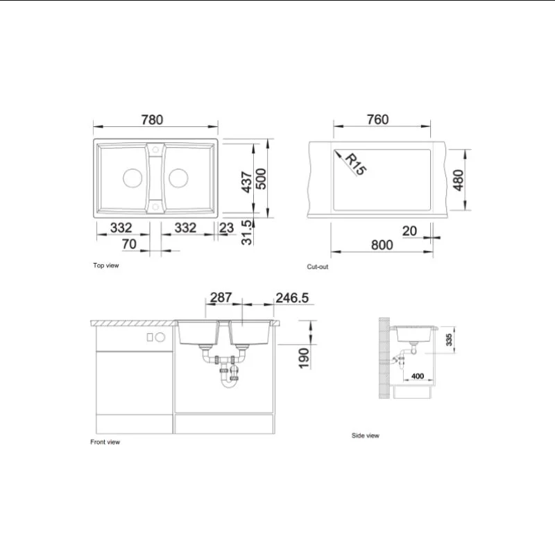 Chậu rửa bát Blanco LEXA 8 Anthrancite – ảnh 2