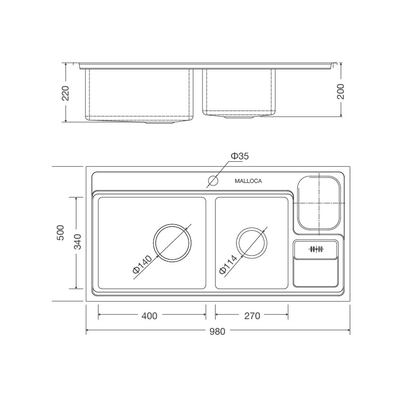 Chậu rửa chén inox 304 Malloca MS 8804 N - Tiện ích tích hợp trên MS 8804 N Chậu rửa chén inox 304 Malloca MS 8804 N - Tiện ích tích hợp trên MS 8804 N