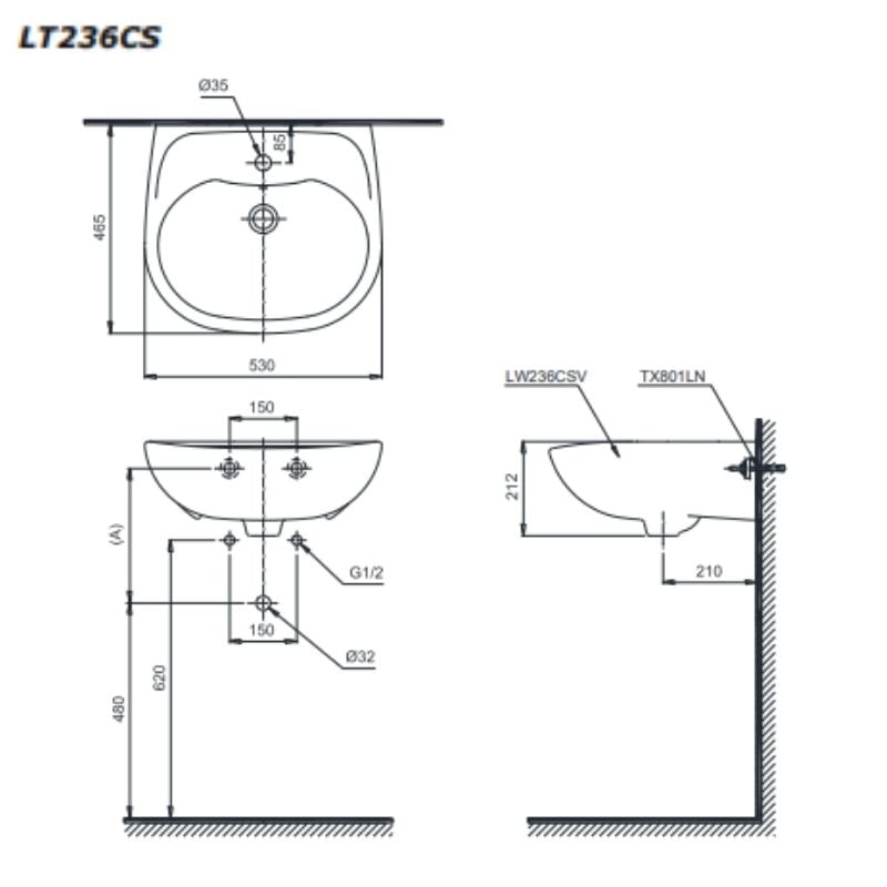 Chậu Rửa Treo Tường ToTo LT236CS#W – ảnh 2