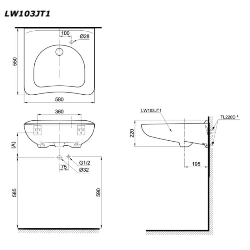 Chậu Dịch Vụ ToTo LW103JT1 – ảnh 2