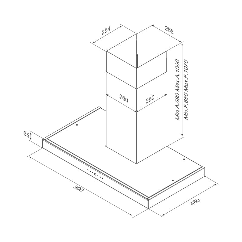 Máy hút mùi áp tường Malloca Skylight F-213 / Ngang 90cm, kiểu chữ T - Thiết kế chữ T đen tuyền của máy hút mùi Malloca Skylight F-213 Máy hút mùi áp tường Malloca Skylight F-213 / Ngang 90cm, kiểu chữ T - Thiết kế chữ T đen tuyền của máy hút mùi Malloca Skylight F-213