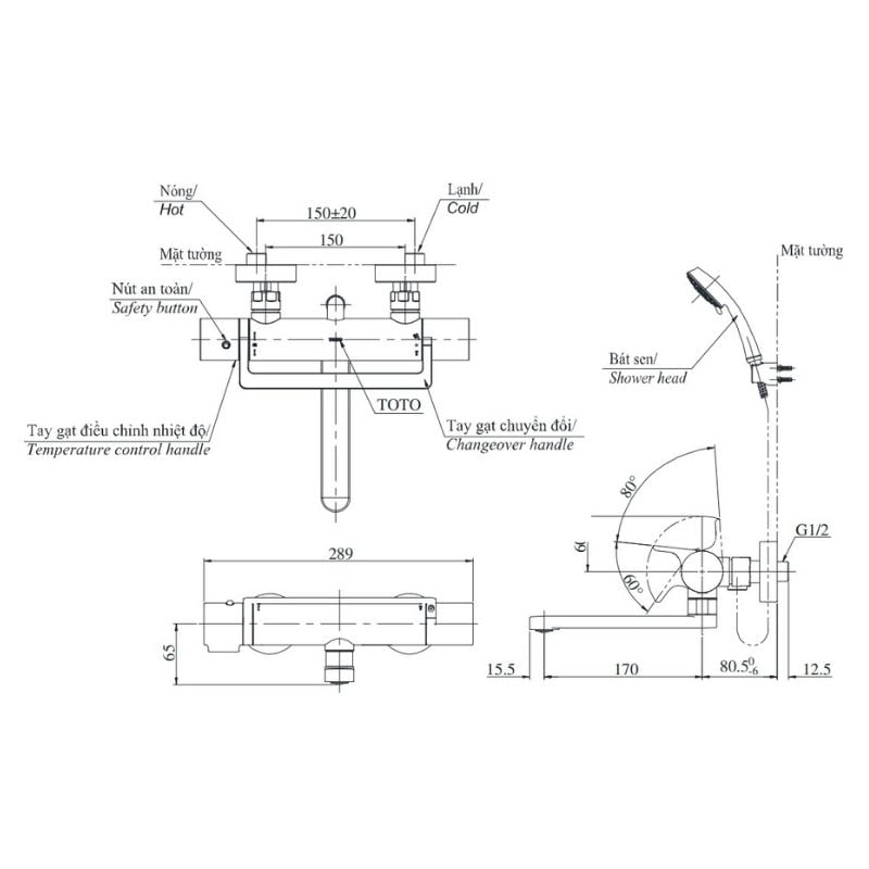 Bộ Sen Tắm Nhiệt Độ ToTo TBV03429V/TBW02005A – ảnh 2